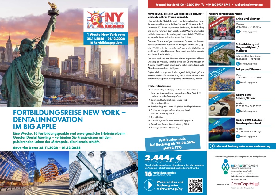 Mehrwert Anzeige Fortbildungsreise New York
